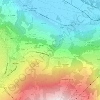 Mapa topográfico Ronnaz, altitude, relevo