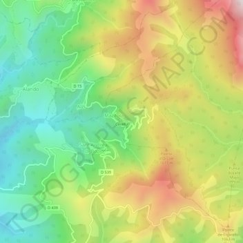 Mapa topográfico Saint-Cyprien, altitude, relevo