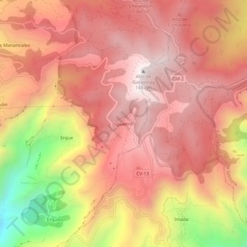 Mapa topográfico Igualero, altitude, relevo