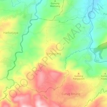 Mapa topográfico Nanggung, altitude, relevo
