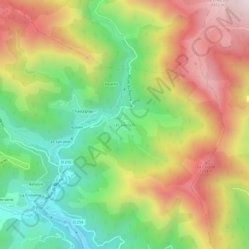 Mapa topográfico Les Sausses, altitude, relevo