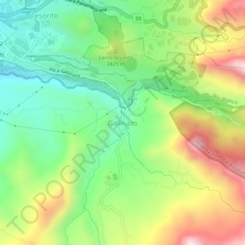 Mapa topográfico Gallinazo, altitude, relevo