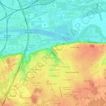 Mapa topográfico Paradis, altitude, relevo