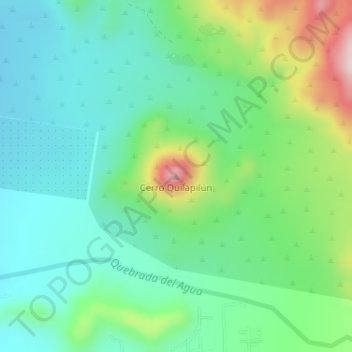 Mapa topográfico Cerro Quilapilún, altitude, relevo