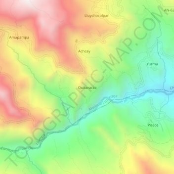 Mapa topográfico Quitaracza, altitude, relevo