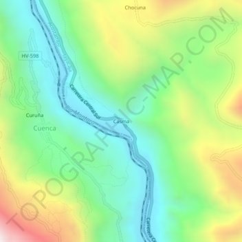 Mapa topográfico Casma, altitude, relevo
