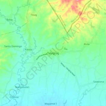 Mapa topográfico Talugtug, altitude, relevo