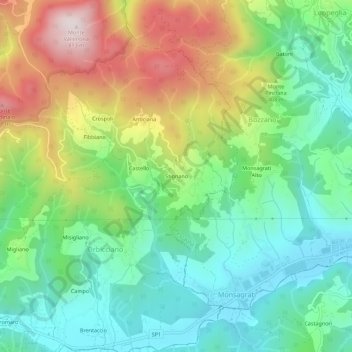 Mapa topográfico Stignano, altitude, relevo