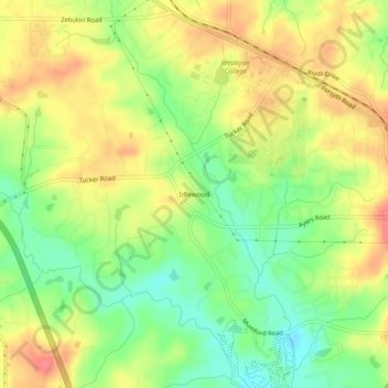 Mapa topográfico Idlewood, altitude, relevo