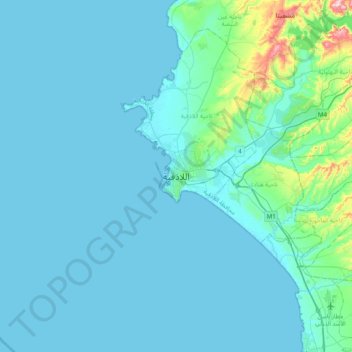 Mapa topográfico Lataquia, altitude, relevo