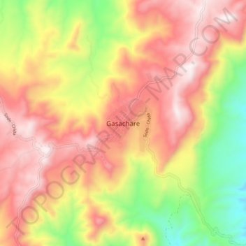 Mapa topográfico Gasachare, altitude, relevo