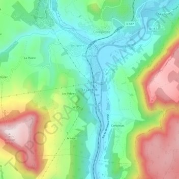 Mapa topográfico Le Cambon, altitude, relevo