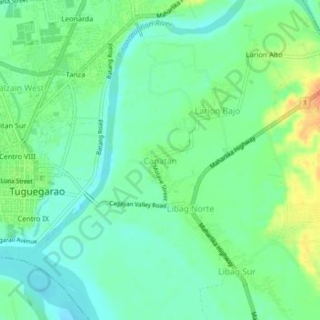 Mapa topográfico Capatan, altitude, relevo