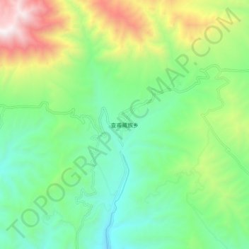 Mapa topográfico 查甫藏族乡, altitude, relevo