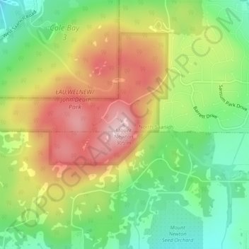 Mapa topográfico Abraham Collins' Lookout, altitude, relevo