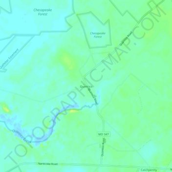 Mapa topográfico Quantico, altitude, relevo