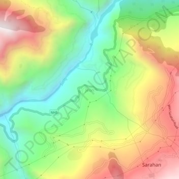 Mapa topográfico Jeori, altitude, relevo