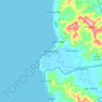 Mapa topográfico Magsaysay, altitude, relevo