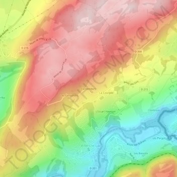 Mapa topográfico Cernembert, altitude, relevo