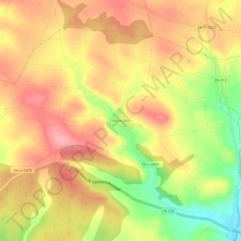 Mapa topográfico Alcorcillo, altitude, relevo