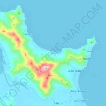 Mapa topográfico Ogpao, altitude, relevo