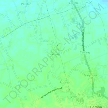 Mapa topográfico Buenlag, altitude, relevo