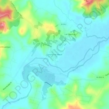 Mapa topográfico Coronel de Maule, altitude, relevo