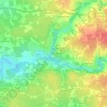 Mapa topográfico La Roseraie, altitude, relevo
