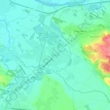 Mapa topográfico En Toulze, altitude, relevo