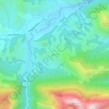 Mapa topográfico Labarrère, altitude, relevo
