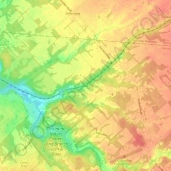 Mapa topográfico Hills, altitude, relevo