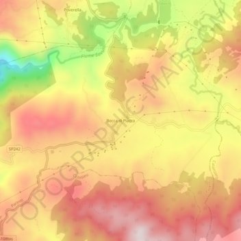 Mapa topográfico Bocca di Piazza, altitude, relevo