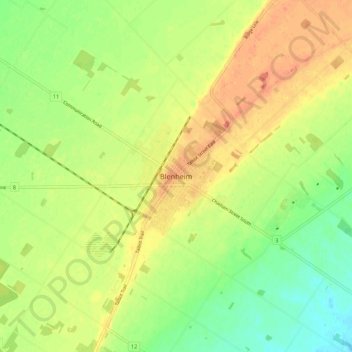 Mapa topográfico Blenheim, altitude, relevo