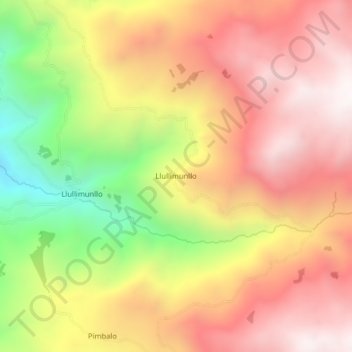 Mapa topográfico Llullimunllo, altitude, relevo