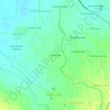 Mapa topográfico Presa Pata, altitude, relevo
