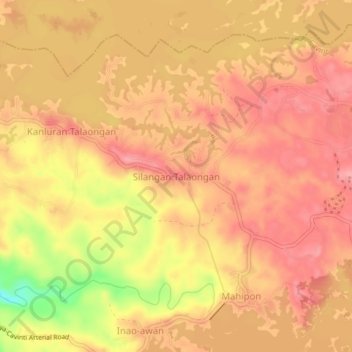 Mapa topográfico Silangan Talaongan, altitude, relevo