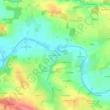 Mapa topográfico La Guesdonnière, altitude, relevo