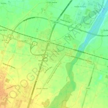 Mapa topográfico Ponte Taro, altitude, relevo