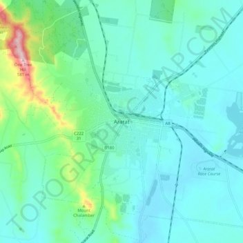 Mapa topográfico Ararat, altitude, relevo