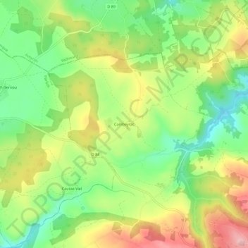 Mapa topográfico Cambeyrac, altitude, relevo