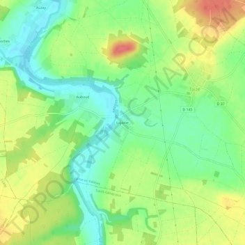 Mapa topográfico Ligaine, altitude, relevo
