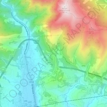 Mapa topográfico Castellaro, altitude, relevo