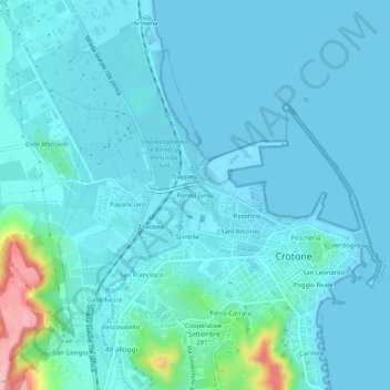 Mapa topográfico Fondo Gesù, altitude, relevo