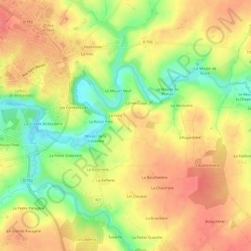 Mapa topográfico La Foucherie, altitude, relevo