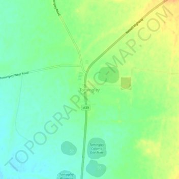 Mapa topográfico Tomingley, altitude, relevo