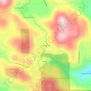 Mapa topográfico Loch Lomond, altitude, relevo