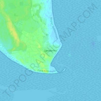 Mapa topográfico Sønderho, altitude, relevo