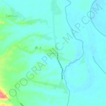 Mapa topográfico Cordova, altitude, relevo