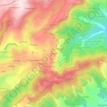 Mapa topográfico Le Terrier, altitude, relevo