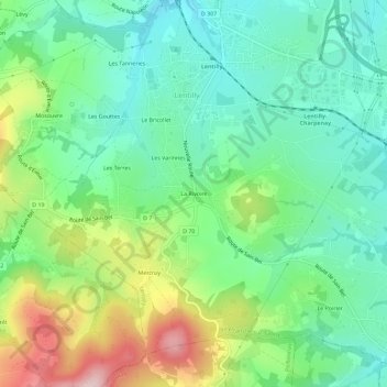 Mapa topográfico La Rivoire, altitude, relevo